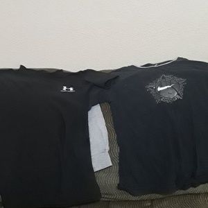 2 Nike long sleeve and under armor tshirt
